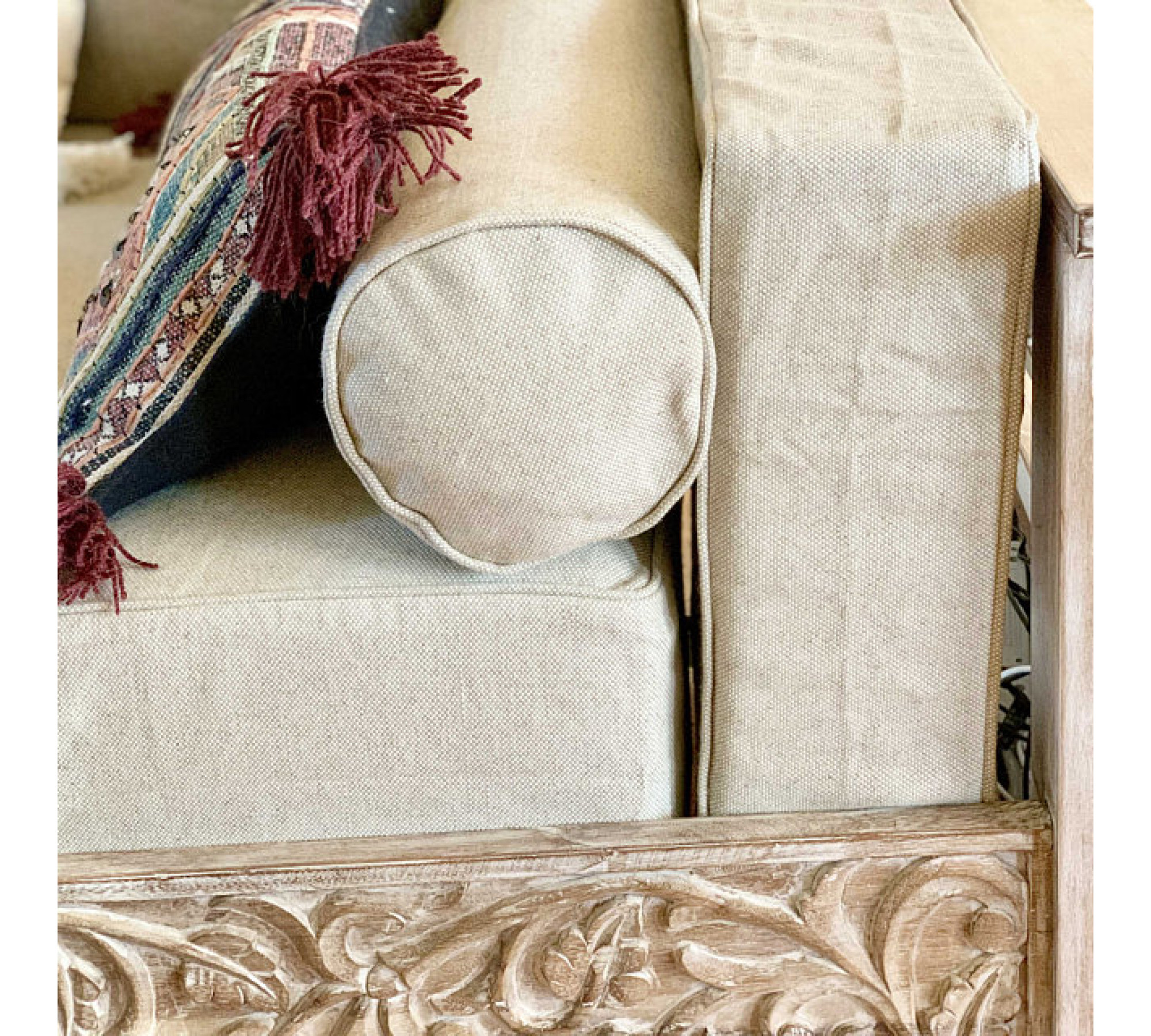 Heavy Duty Linen Daybed Mattress Cover with Piping
