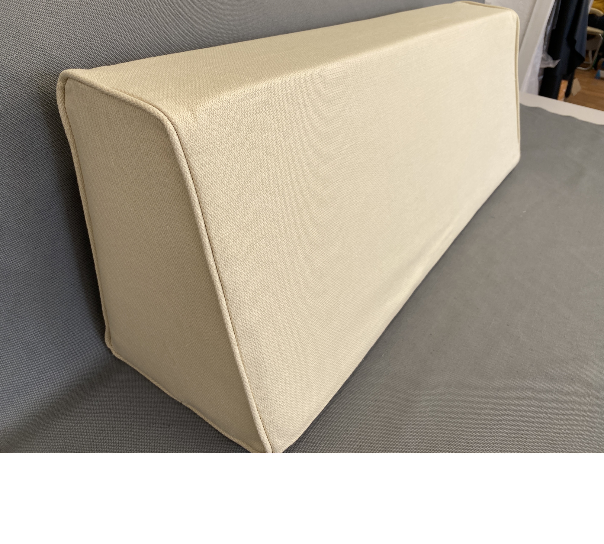 Upholstery Linen Wedge Bolster Cover with Piping