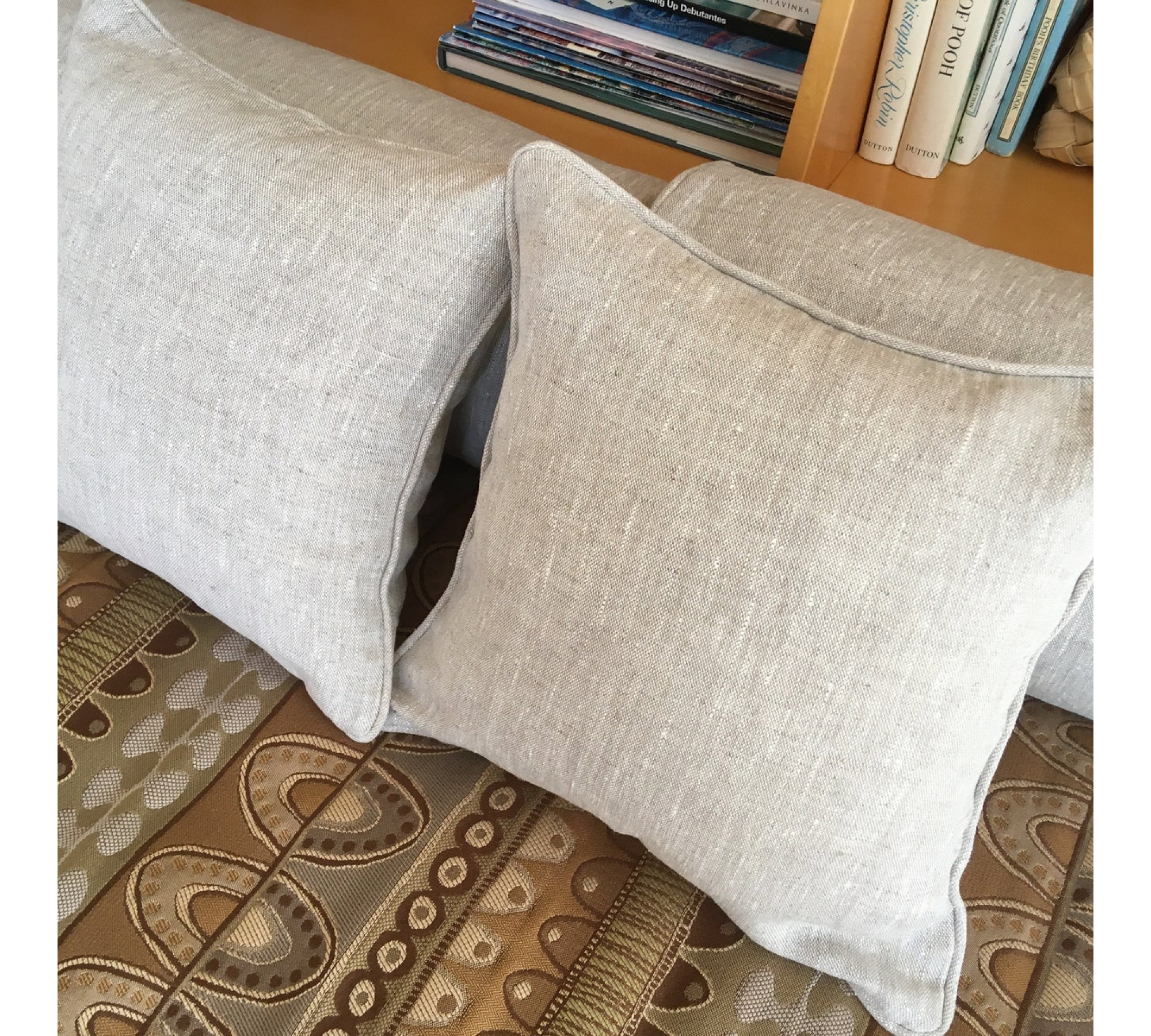 Medium Weight 100% Linen Pillow Sham with Piping