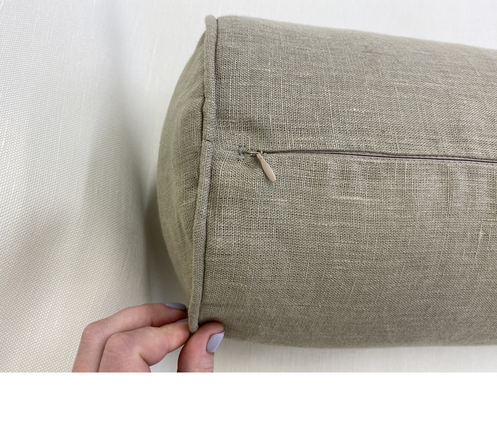 Breathable Medium Weight 100% Linen Bolster Cover with Piping