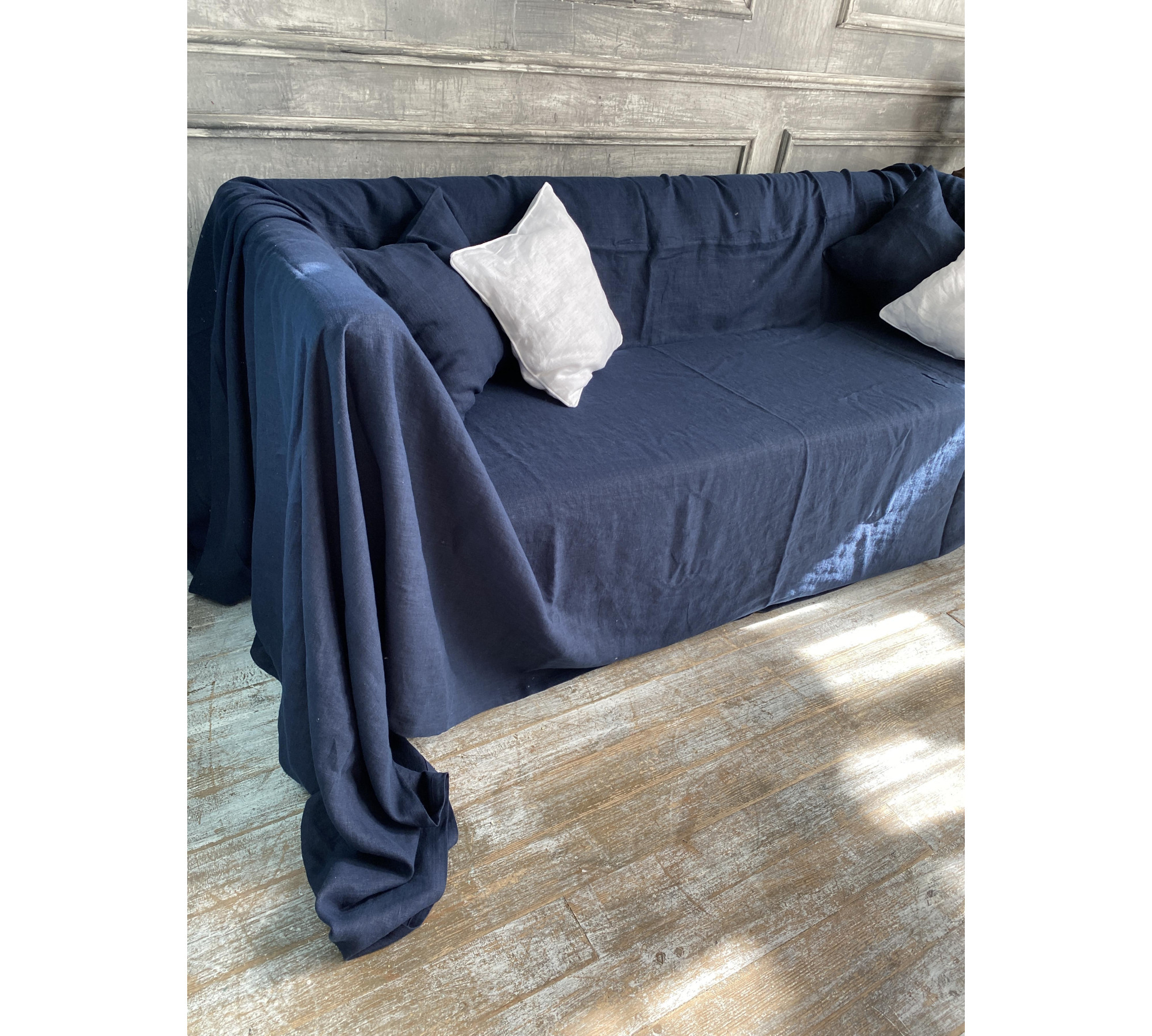 Custom 100% Linen Throw Sofa / Couch / Sectional Cover 