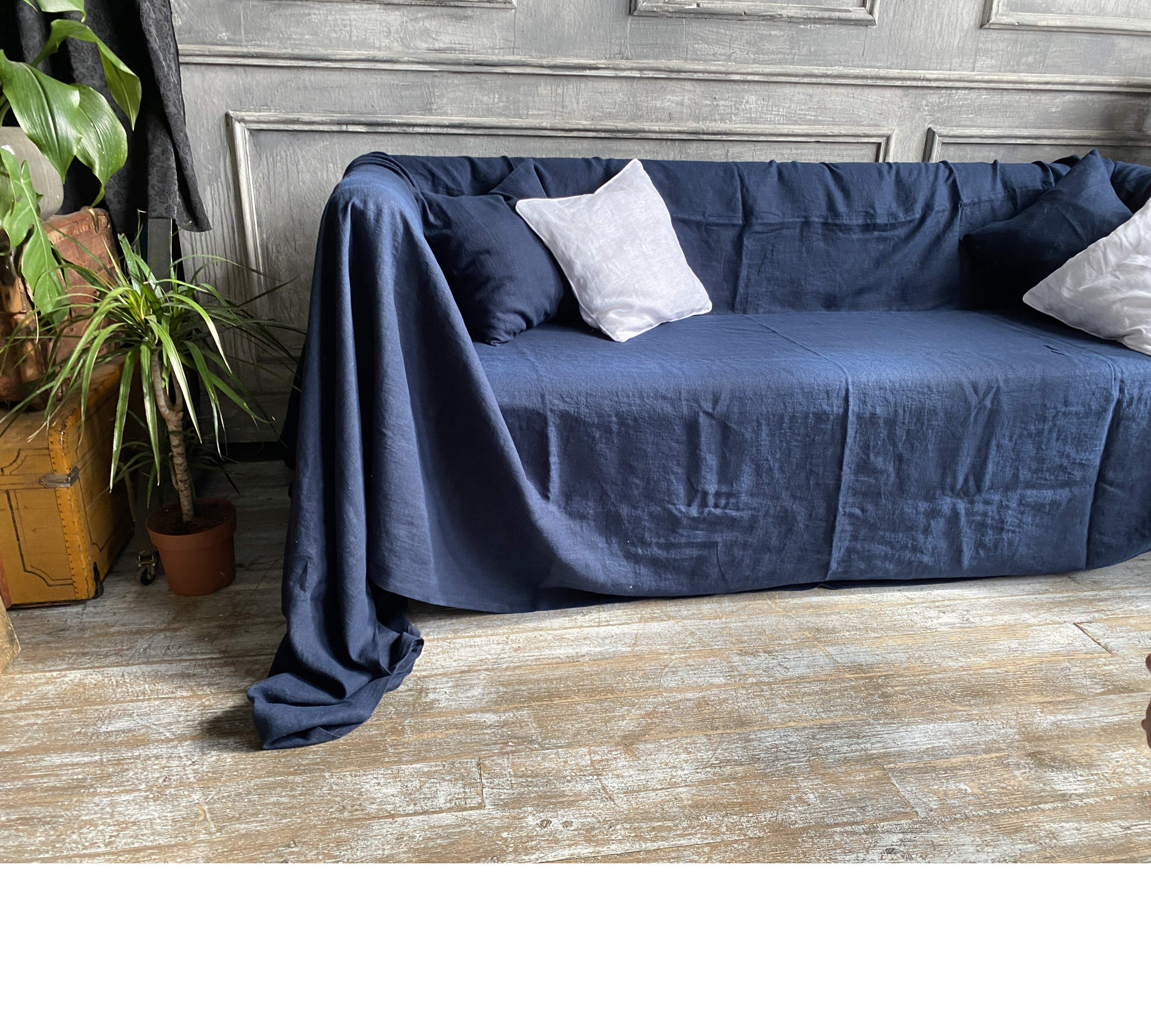 Custom 100% Linen Throw Sofa / Couch / Sectional Cover 