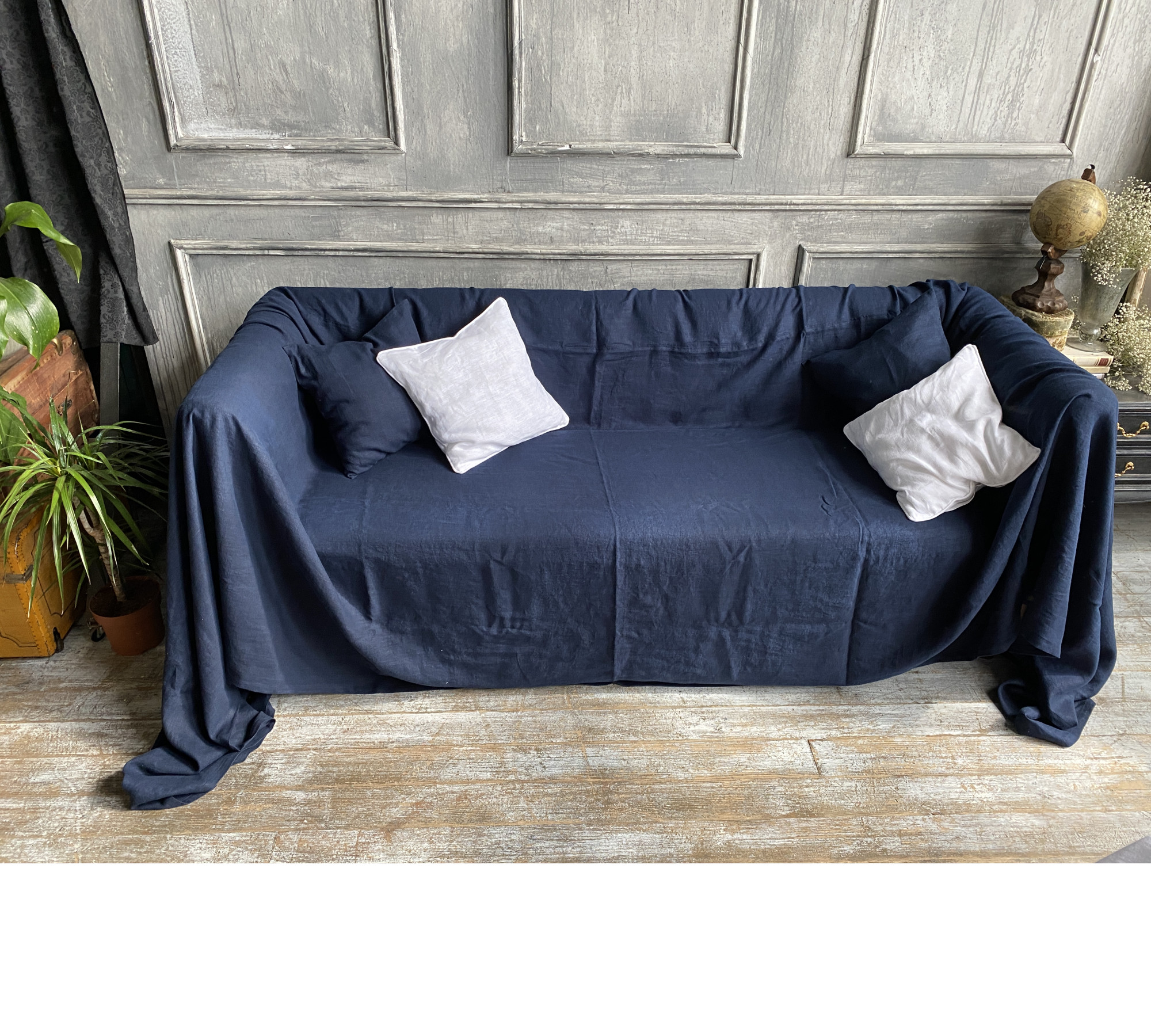 Custom 100% Linen Throw Sofa / Couch / Sectional Cover 