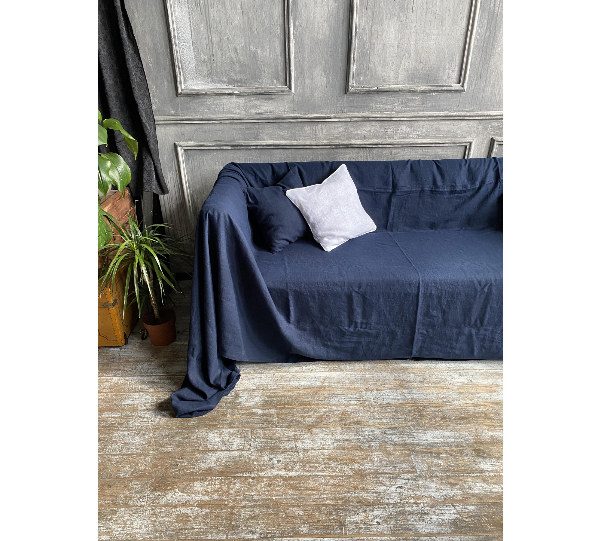 Custom 100% Linen Throw Sofa / Couch / Sectional Cover 
