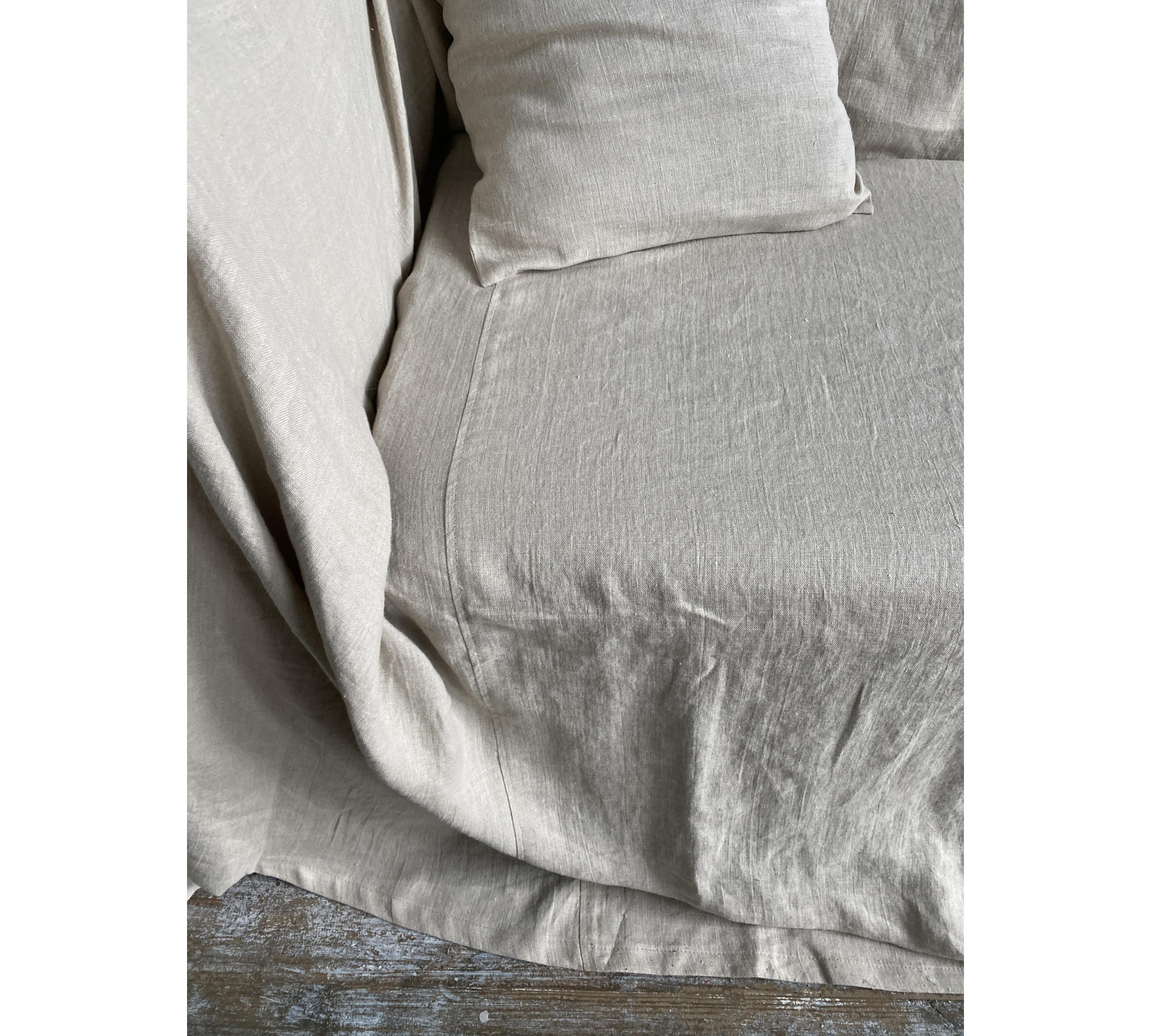 Linen Throw Sofa Cover — Custom Natural Drape