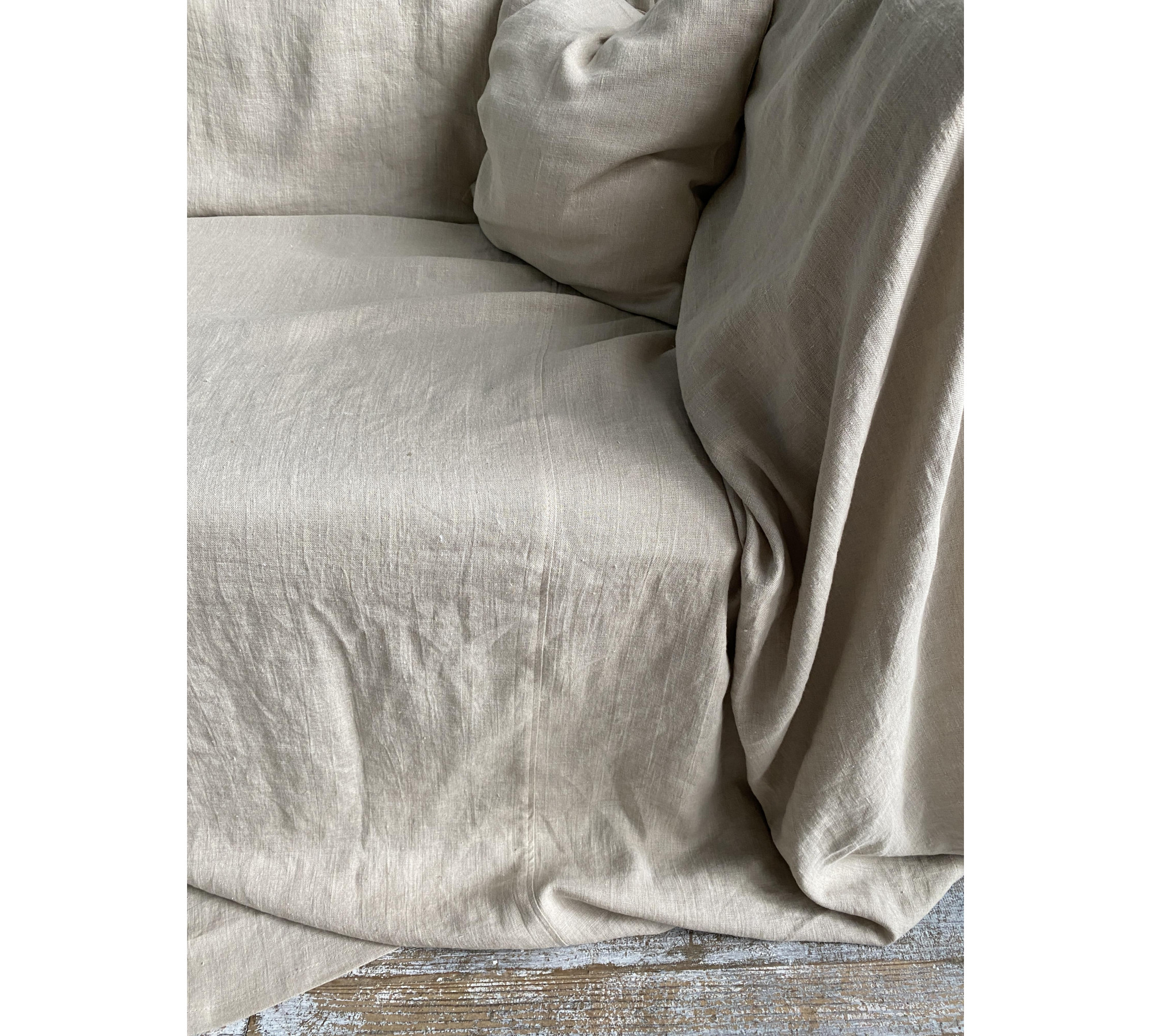 Linen Throw Sofa Cover — Custom Natural Drape