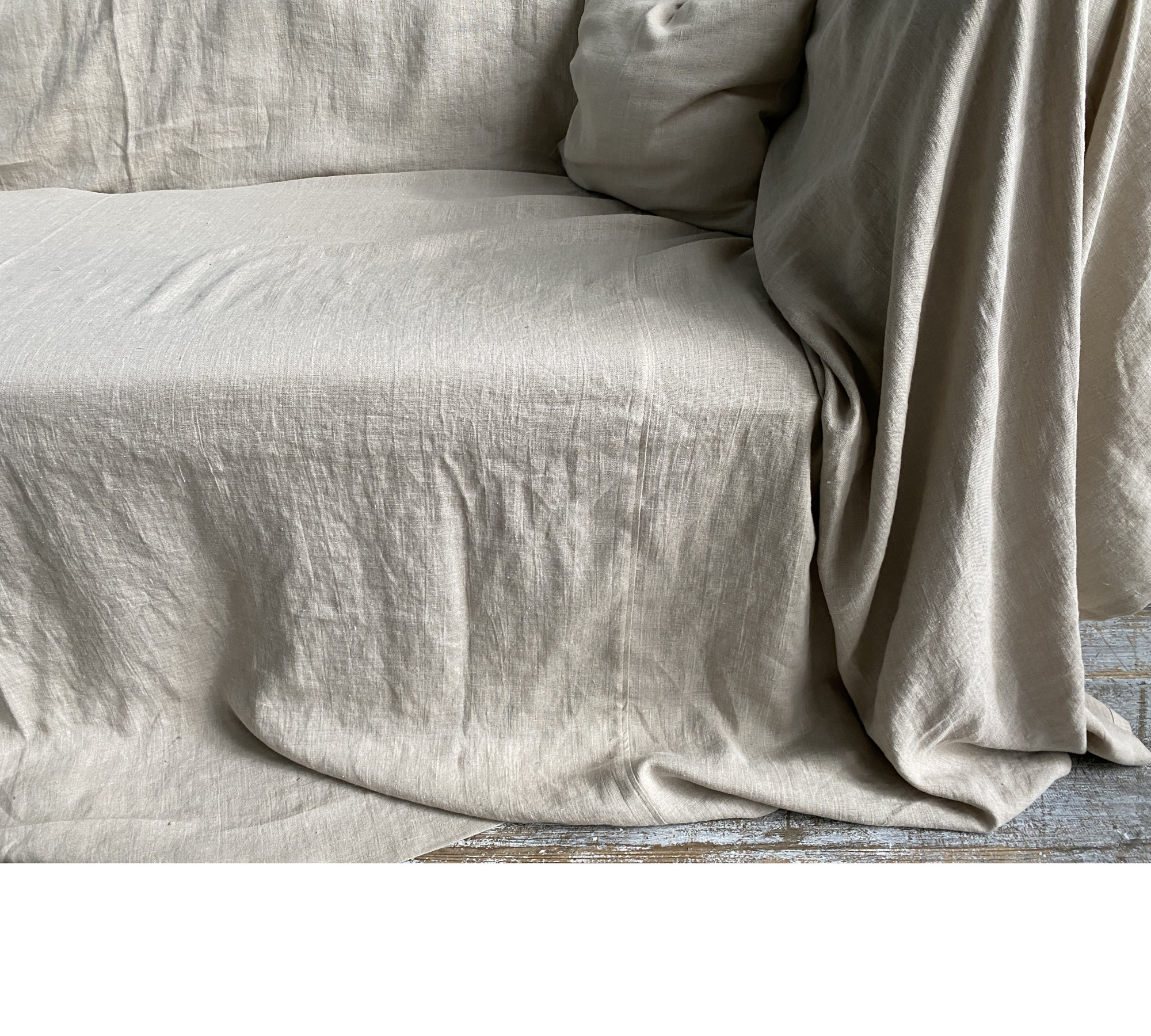 Linen Throw Sofa Cover — Custom Natural Drape