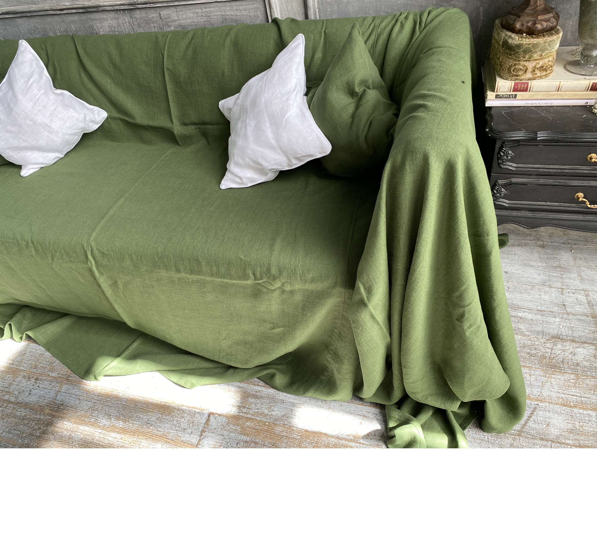 Linen Throw Sofa Cover — Custom Natural Drape