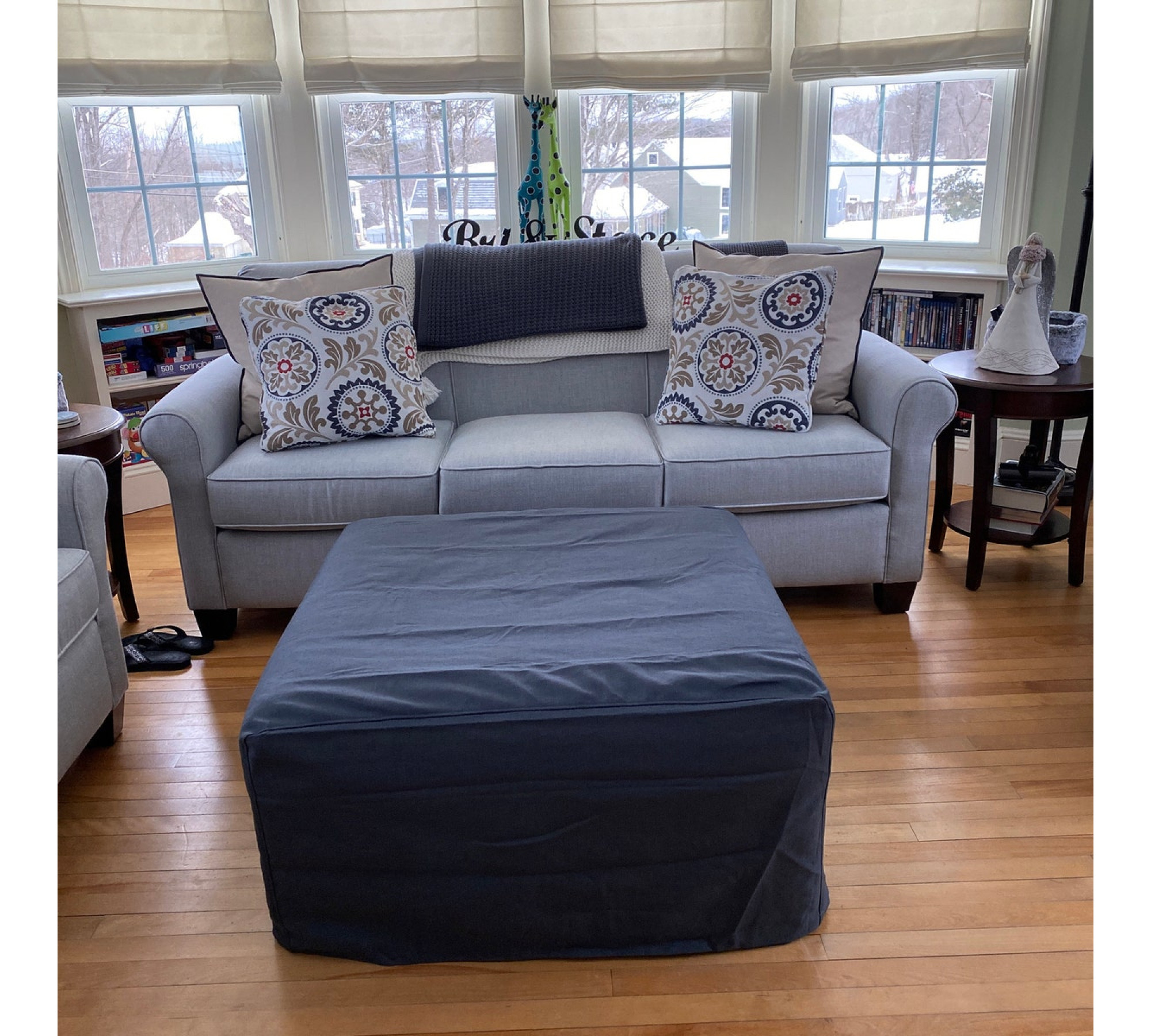 Square or Rectangular Ottoman Cover in Heavyweight Linen