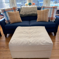 Custom Square Or Rectangular Ottoman Cover In Heavy Weight 100% Linen