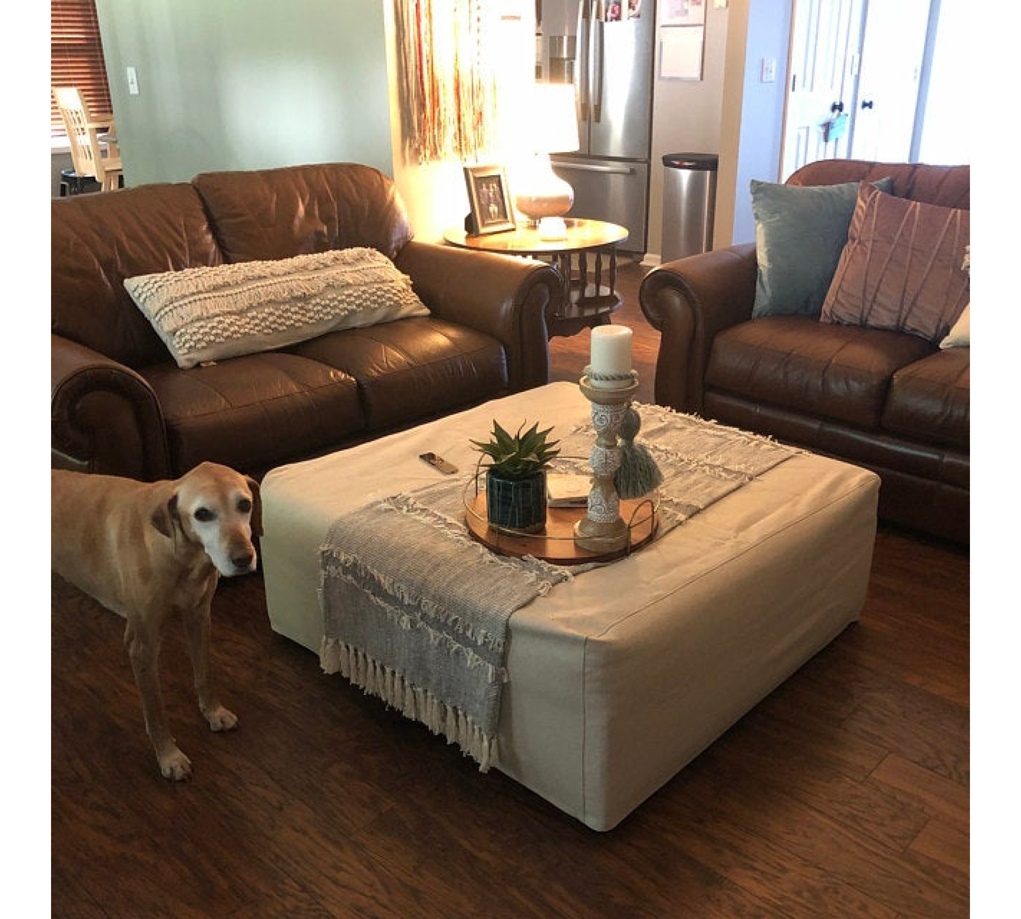 Square or Rectangular Ottoman Cover in Heavyweight Linen