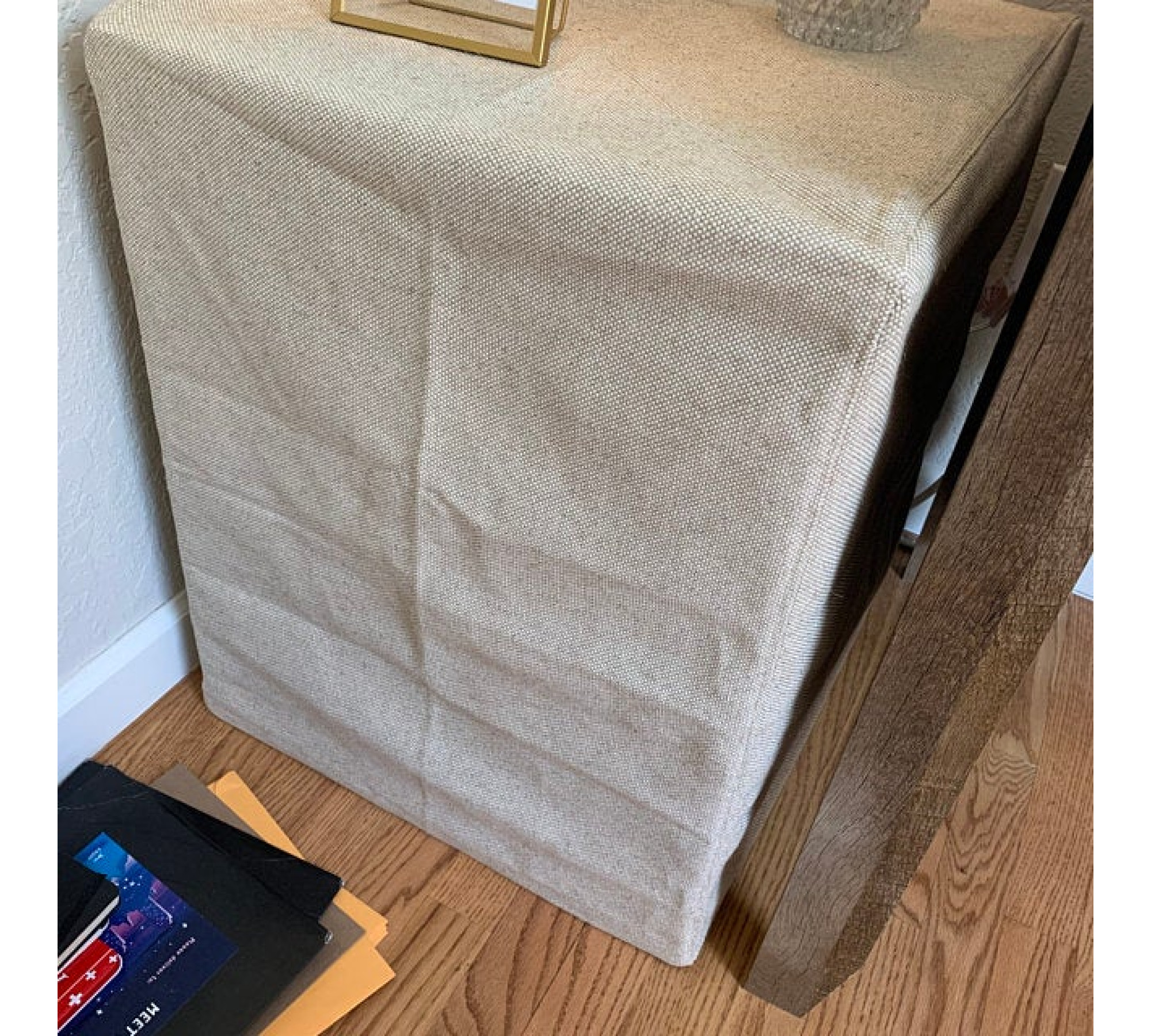 Square or Rectangular Ottoman Cover in Heavyweight Linen