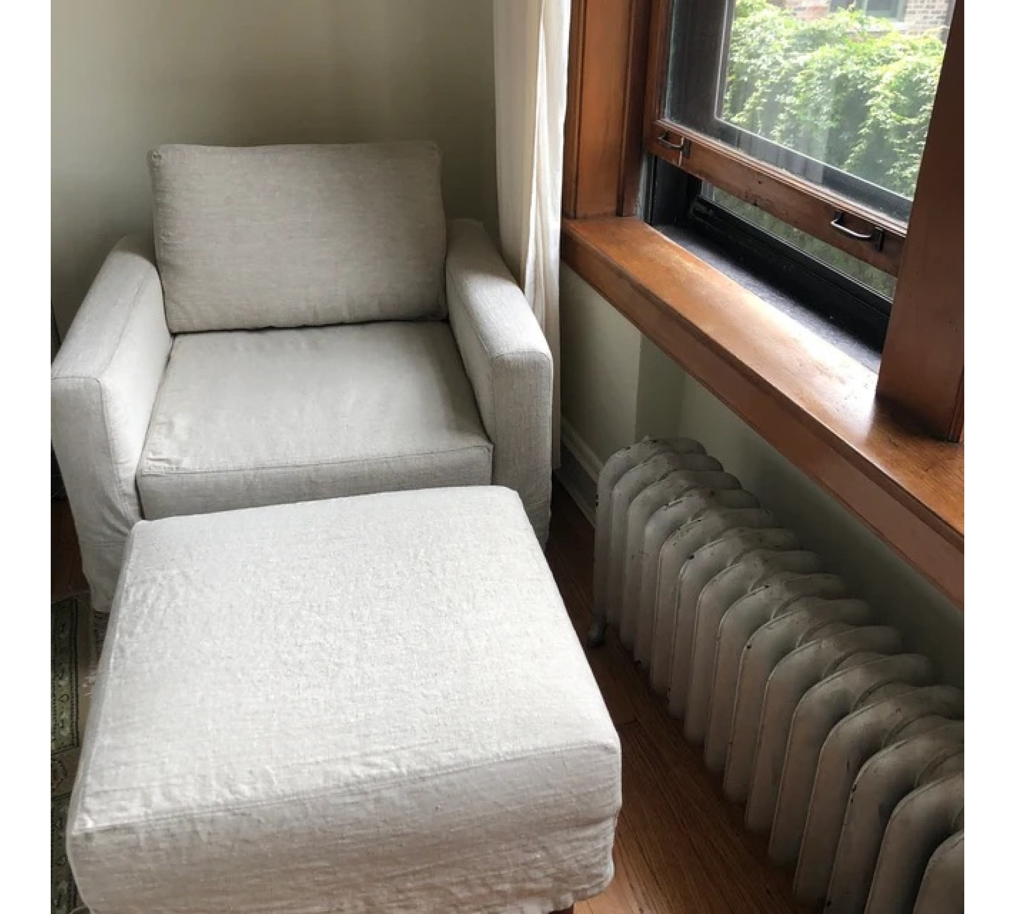 Square or Rectangular Ottoman Cover – Easy to Put On 100% Linen