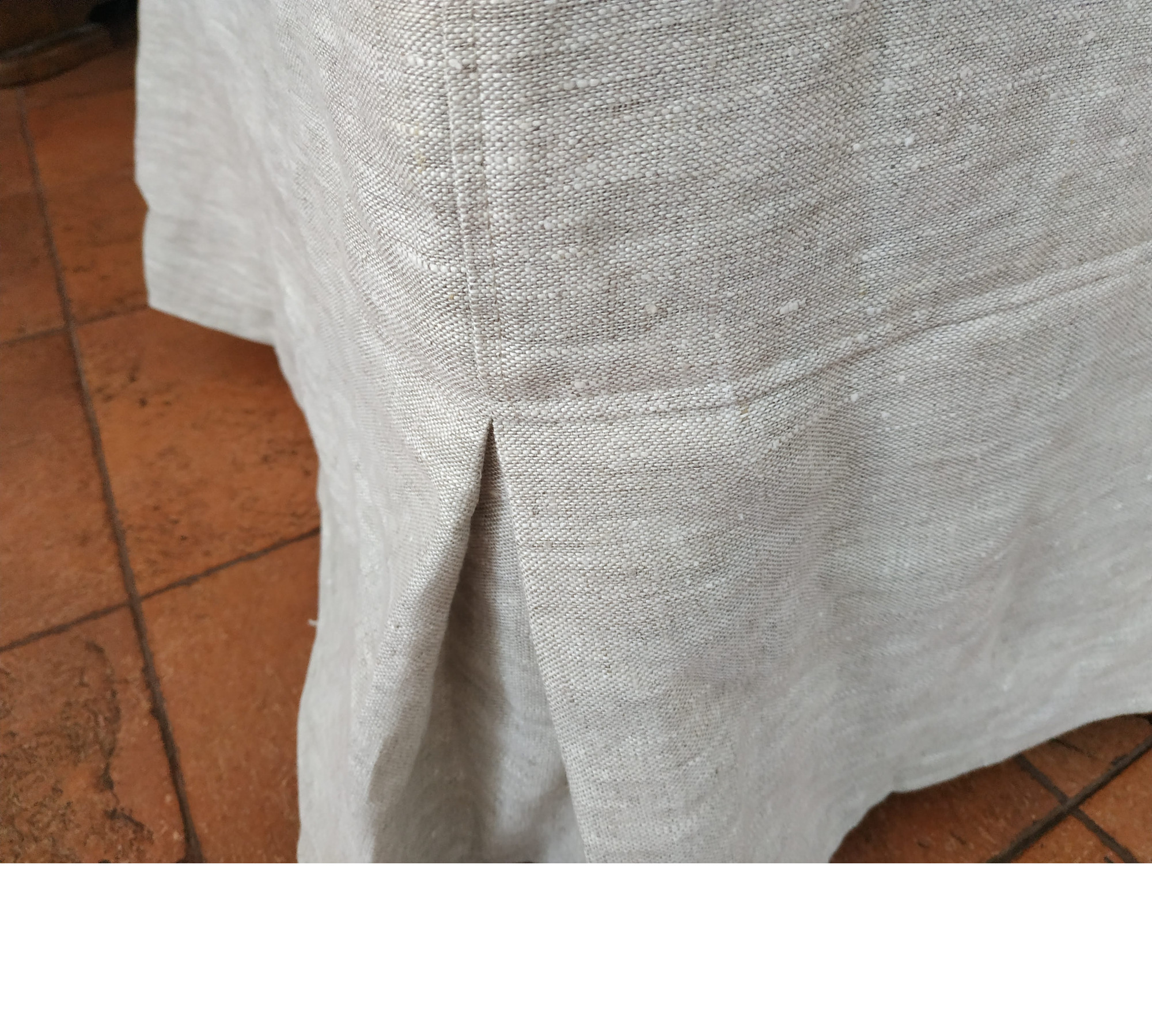 Ottoman Cover with Corner Pleats – 100% Medium Weight Linen