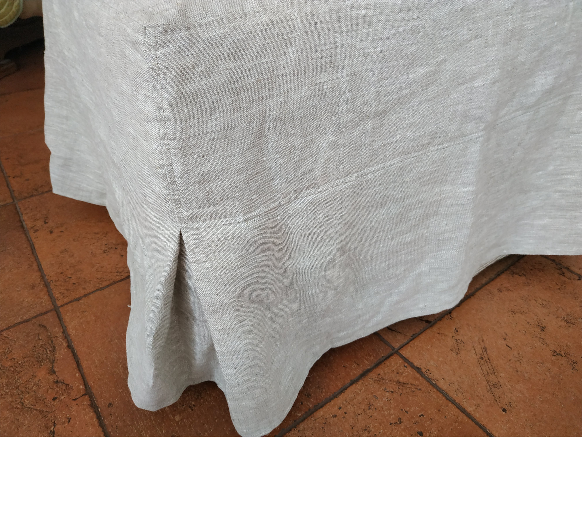 Ottoman Cover with Corner Pleats – 100% Medium Weight Linen