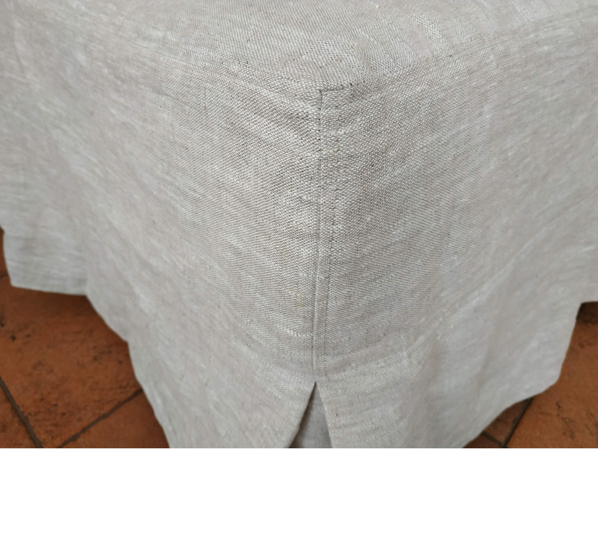 Ottoman Cover with Corner Pleats – 100% Medium Weight Linen