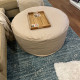 Round Ottoman Cover in Heavyweight Linen with Piping