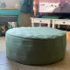 Round Ottoman Cover in Heavyweight Linen with Piping