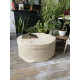 Round Ottoman Cover in Heavyweight Linen with Piping