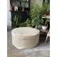 Round Ottoman Cover in Heavyweight Linen with Piping