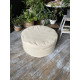 Round Ottoman Cover in Heavyweight Linen with Piping