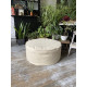 Round Ottoman Cover in Heavyweight Linen with Piping