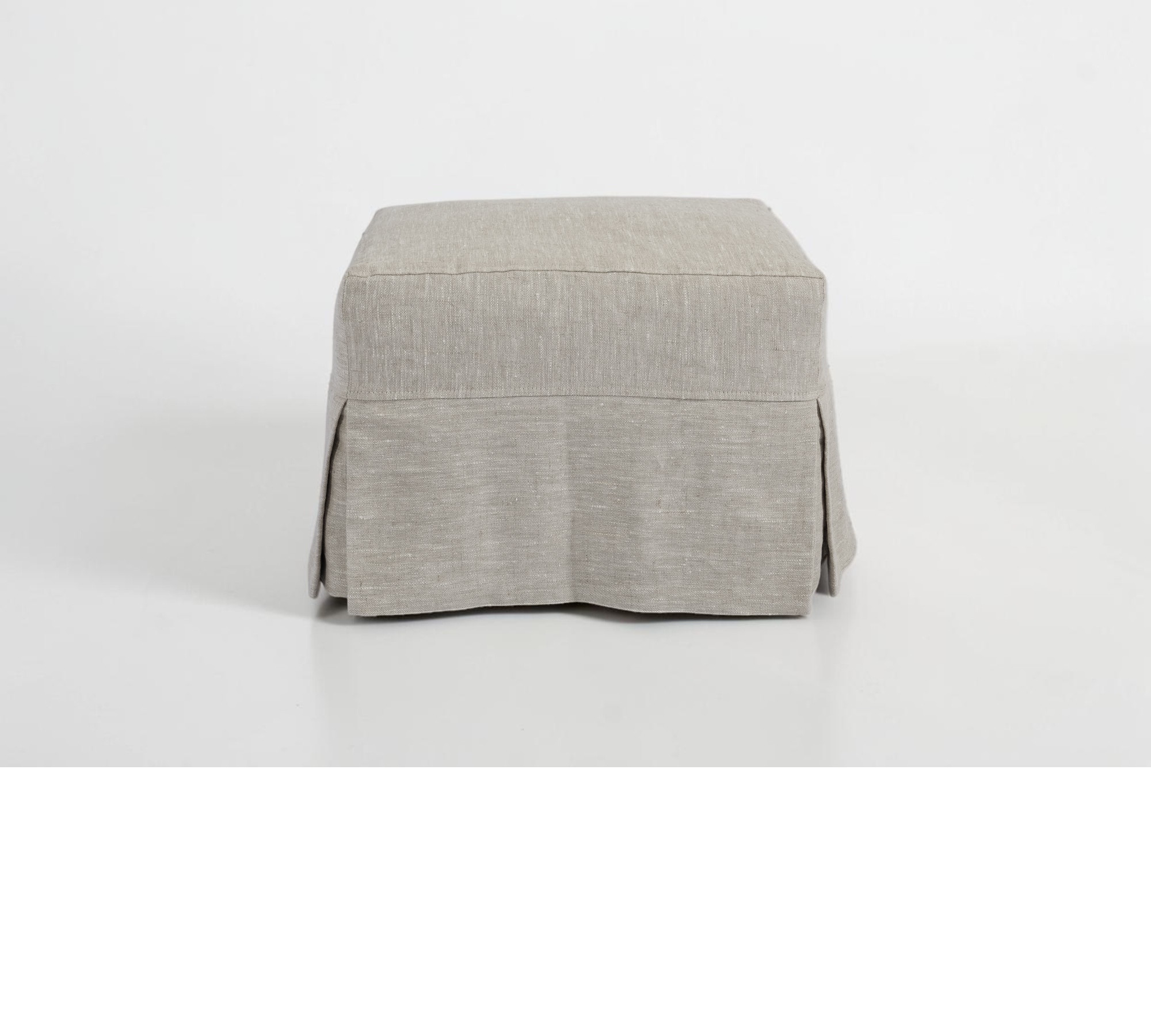 Ottoman Cover with Corner Pleats – 100% Medium Weight Linen
