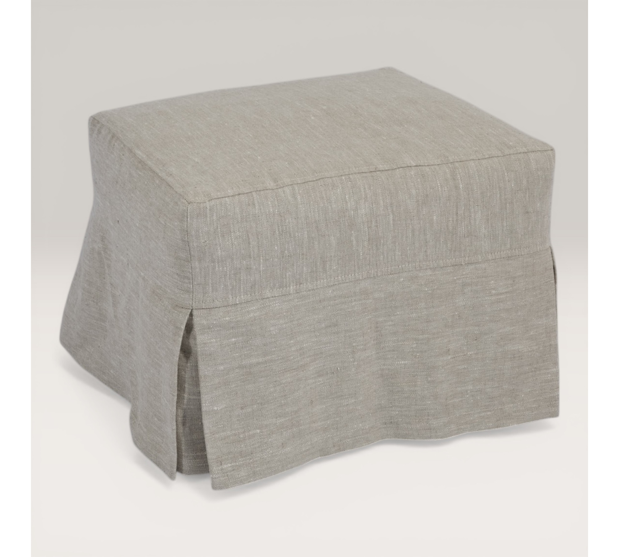 Ottoman Cover with Corner Pleats – 100% Medium Weight Linen