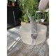 Round Ottoman Cover with Piping – 100% Flax Linen Slipcover