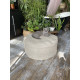 Round Ottoman Cover with Piping – 100% Flax Linen Slipcover