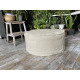 Round Ottoman Cover with Piping – 100% Flax Linen Slipcover