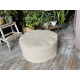Round Ottoman Cover with Piping – 100% Flax Linen Slipcover