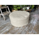 Round Ottoman Cover with Piping – 100% Flax Linen Slipcover