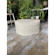Round Ottoman Cover with Piping – 100% Flax Linen Slipcover