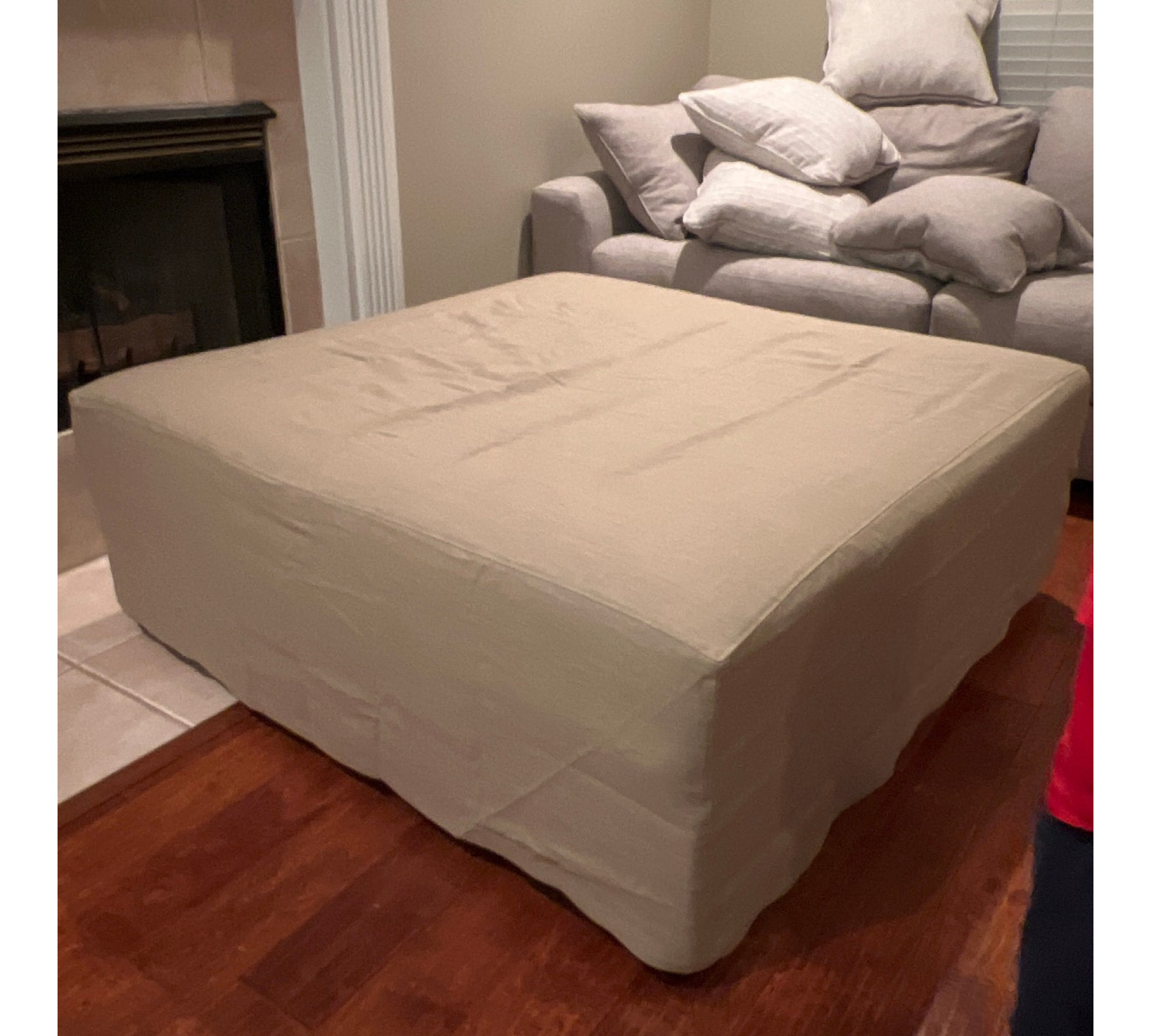 Square or Rectangular Ottoman Cover – Easy to Put On 100% Linen