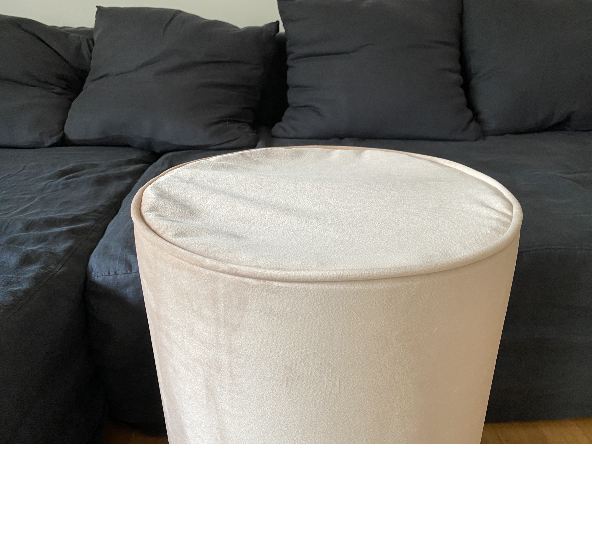 Custom Velvet Ottoman Cover with Piping