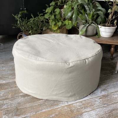 Round Ottoman Cover in Heavyweight Linen