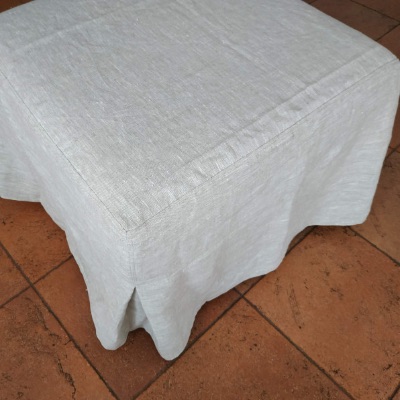 Ottoman Cover with Corner Pleats – 100% Medium Weight Linen